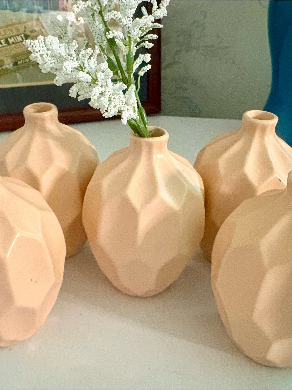 Textured Ceramic Bud Vases - Peach